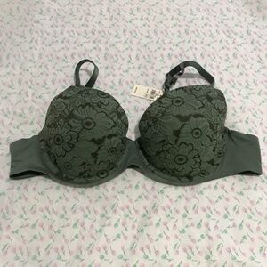 NWT Aerie Real Sunnie Green Demi Push Up Blossom Bra 40B Racerback